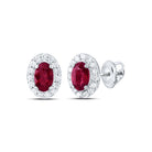 Oval Ruby Earrings in 14K White Gold - Splendid Jewellery