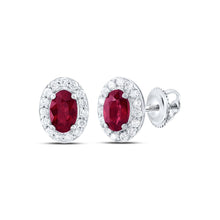 Load image into Gallery viewer, Oval Ruby Earrings in 14K White Gold - Splendid Jewellery