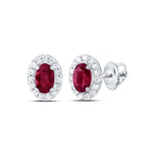 Oval Ruby Earrings in 14K White Gold - Splendid Jewellery