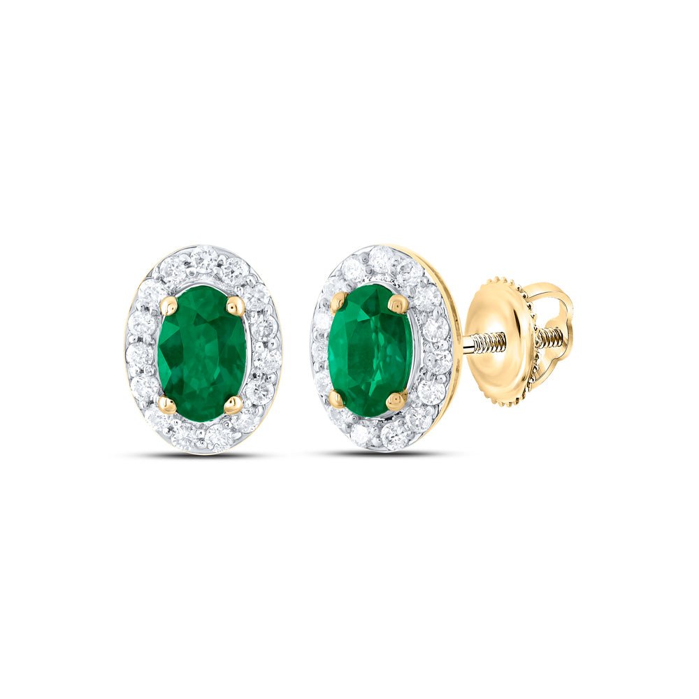 Oval Emerald Stud Earrings 1/6 Cttw - Splendid Jewellery