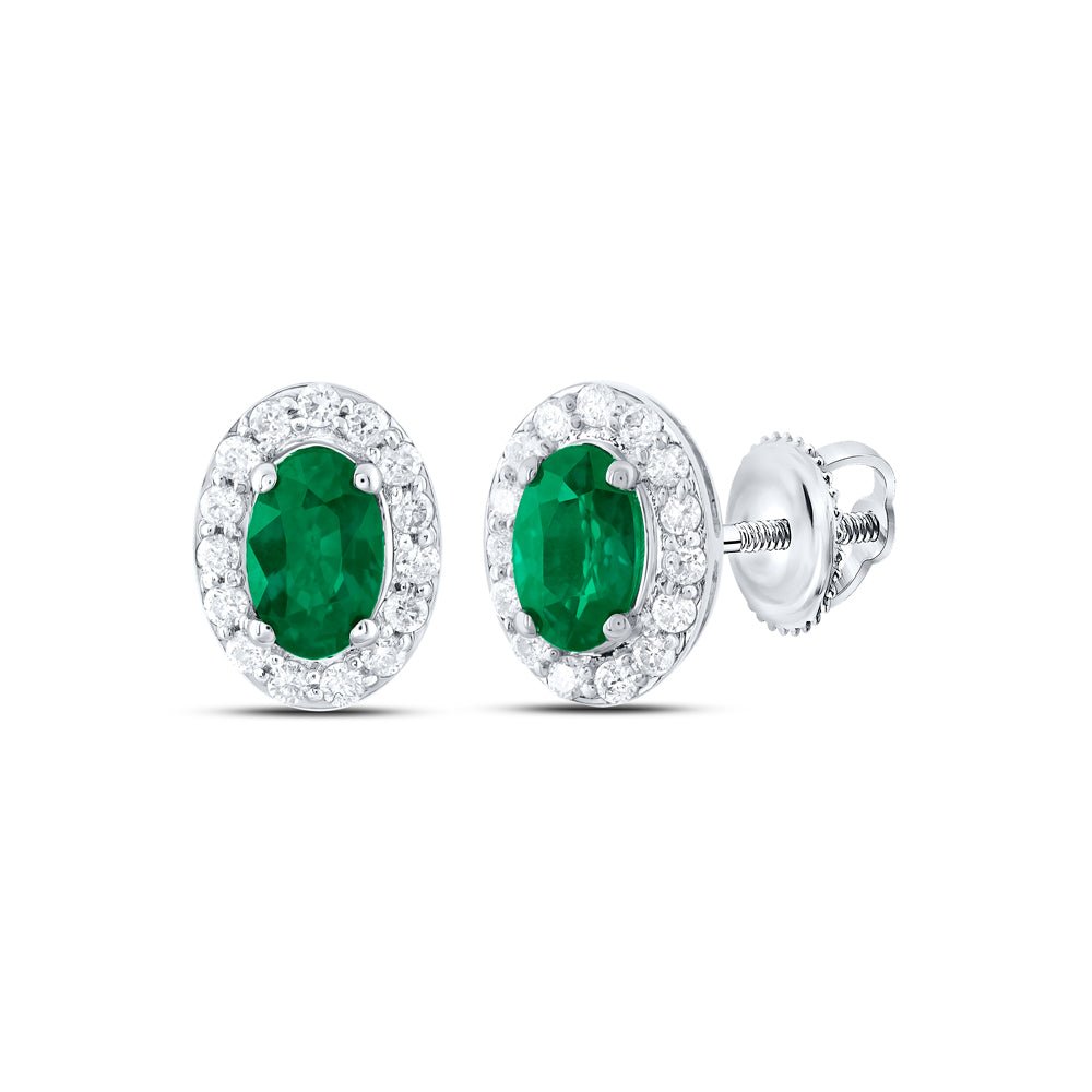 14K White Gold Emerald Earrings for Everyday Wear Gift Edition - Splendid Jewellery
