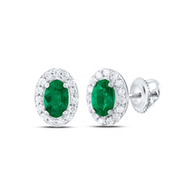Load image into Gallery viewer, 14K White Gold Emerald Earrings for Everyday Wear Gift Edition - Splendid Jewellery