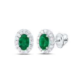 14K White Gold Emerald Earrings for Everyday Wear Gift Edition - Splendid Jewellery