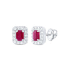 14K White Gold Emerald Ruby Stud Earrings - Splendid Jewellery