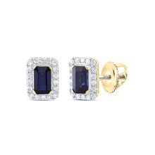 Load image into Gallery viewer, 14K Yellow Gold Luxury Blue Sapphire Stud Earrings Gift Edition - Splendid Jewellery