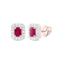 Load image into Gallery viewer, 14K Rose Gold Elegant Stud Earrings with Ruby - Splendid Jewellery
