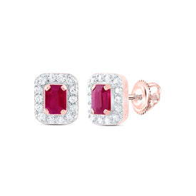 14K Rose Gold Elegant Stud Earrings with Ruby - Splendid Jewellery
