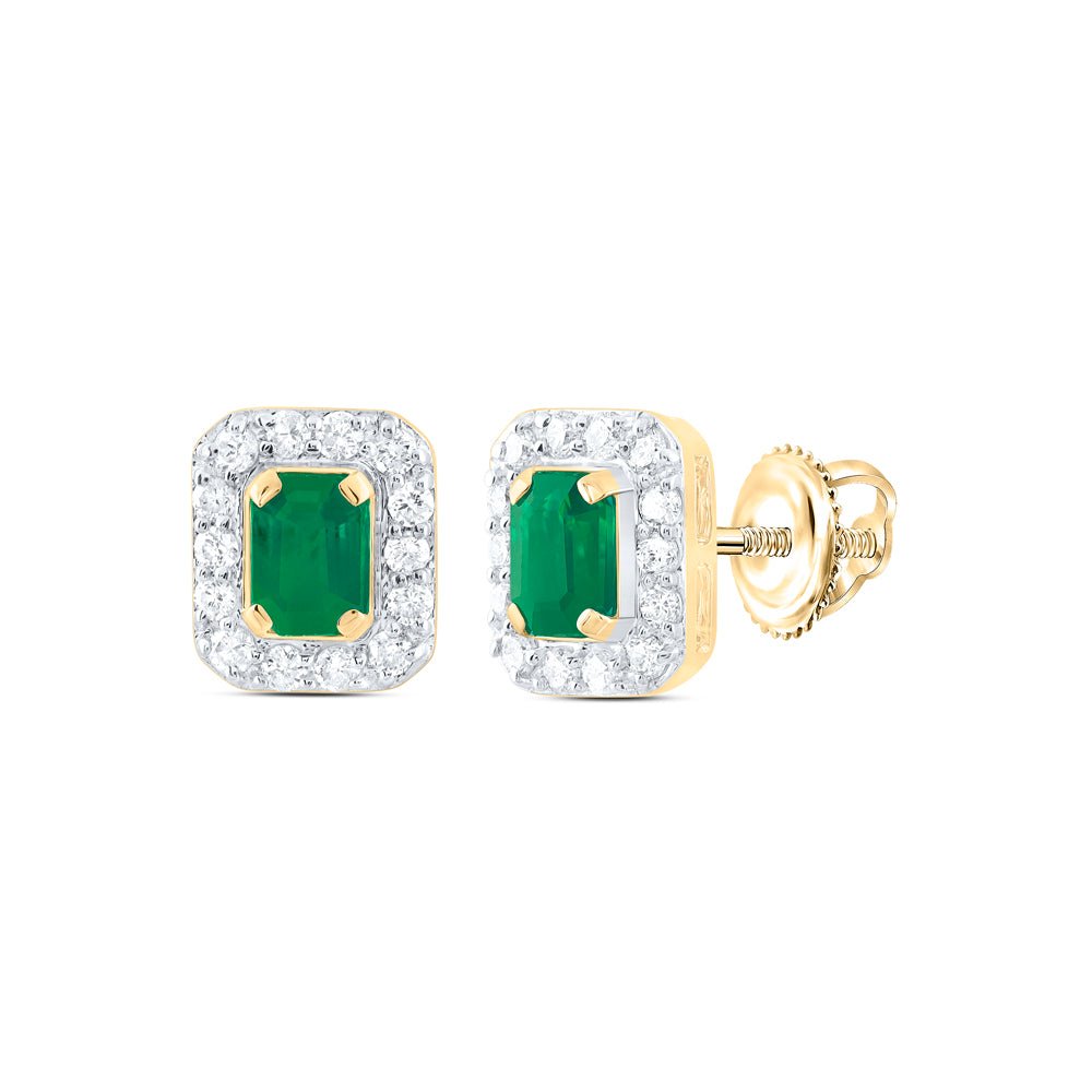 Emerald Earrings in 14K Yellow Gold with Elegant Styling - Splendid Jewellery
