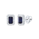 14K White Gold Elegant Stud Earrings with Blue Sapphire Gift Edition - Splendid Jewellery