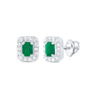 14K White Gold Emerald Stud Earrings 1/5 Cttw - Splendid Jewellery