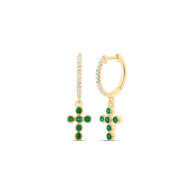 14K Yellow Gold Elegant Earrings with Emerald with Elegant Styling - Splendid Jewellery