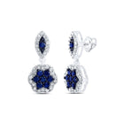 Blue Sapphire Earrings in 10K White Gold with Elegant Styling - Splendid Jewellery