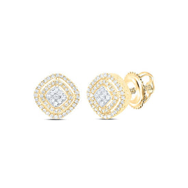 Cushion Diamond Earrings in 10K Yellow Gold - Splendid Jewellery