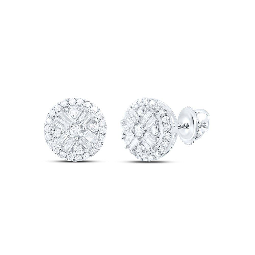 14K White Gold Elegant Stud Earrings with Diamond - Splendid Jewellery