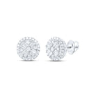 14K White Gold Elegant Stud Earrings with Diamond - Splendid Jewellery