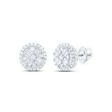 Load image into Gallery viewer, 14K White Gold Elegant Stud Earrings with Diamond - Splendid Jewellery