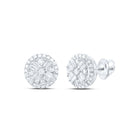 14K White Gold Elegant Stud Earrings with Diamond - Splendid Jewellery