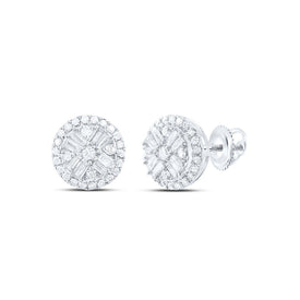 14K White Gold Elegant Stud Earrings with Diamond - Splendid Jewellery