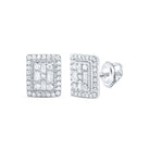Baguette Emerald Earrings in 14K White Gold - Splendid Jewellery