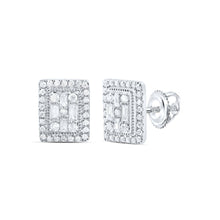 Load image into Gallery viewer, Baguette Emerald Earrings in 14K White Gold - Splendid Jewellery