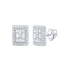 Baguette Emerald Earrings in 14K White Gold - Splendid Jewellery