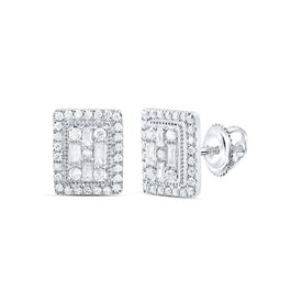 Baguette Emerald Earrings in 14K White Gold - Splendid Jewellery
