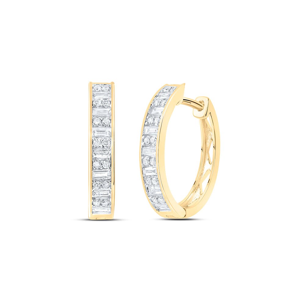 Baguette Diamond Earrings in 14K Yellow Gold - Splendid Jewellery