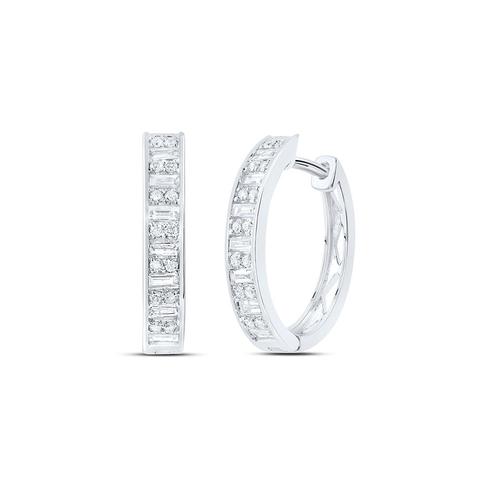 Diamond Hoop Earrings in 14K White Gold - Splendid Jewellery