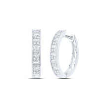 Load image into Gallery viewer, Diamond Hoop Earrings in 14K White Gold - Splendid Jewellery