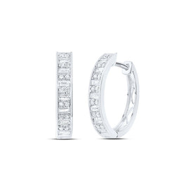 Diamond Hoop Earrings in 14K White Gold - Splendid Jewellery