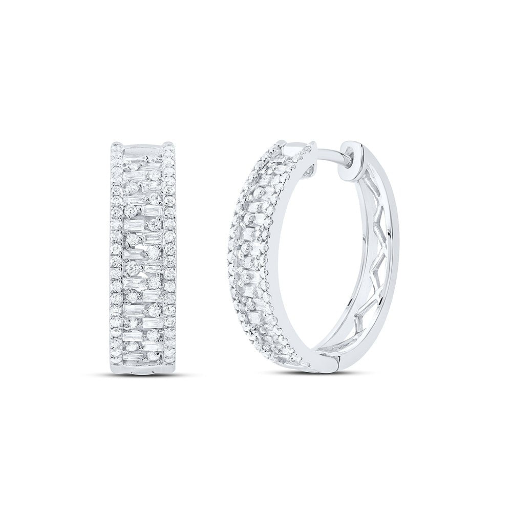 Baguette Diamond Hoop Earrings 7/8 Cttw - Splendid Jewellery