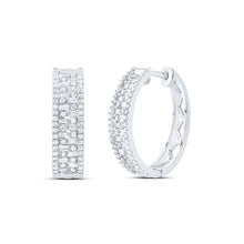 Load image into Gallery viewer, Baguette Diamond Hoop Earrings 7/8 Cttw - Splendid Jewellery