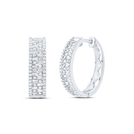 Baguette Diamond Hoop Earrings 7/8 Cttw - Splendid Jewellery