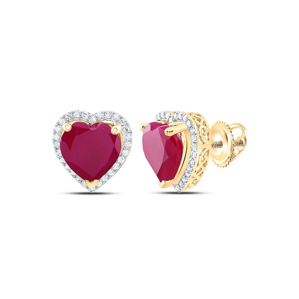 Heart Ruby Earrings 3/8 Cttw - Splendid Jewellery