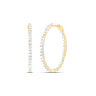 14K Yellow Gold Oval Diamond Hoop Earrings - Splendid Jewellery