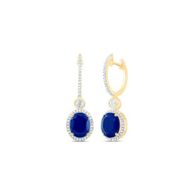 10K Yellow Gold Blue Sapphire Earrings 5/8 Cttw - Splendid Jewellery