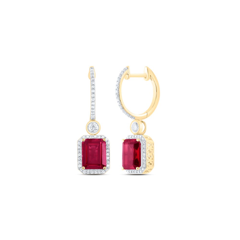 Ruby Earrings in 10K Yellow Gold with Elegant Styling - Splendid Jewellery