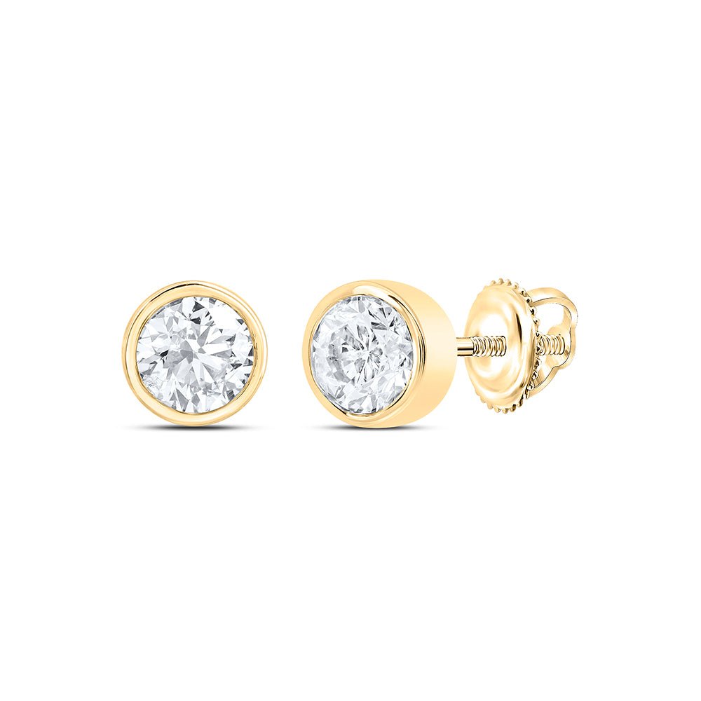 14K Yellow Gold Elegant Stud Earrings with Diamond Gift Edition - Splendid Jewellery