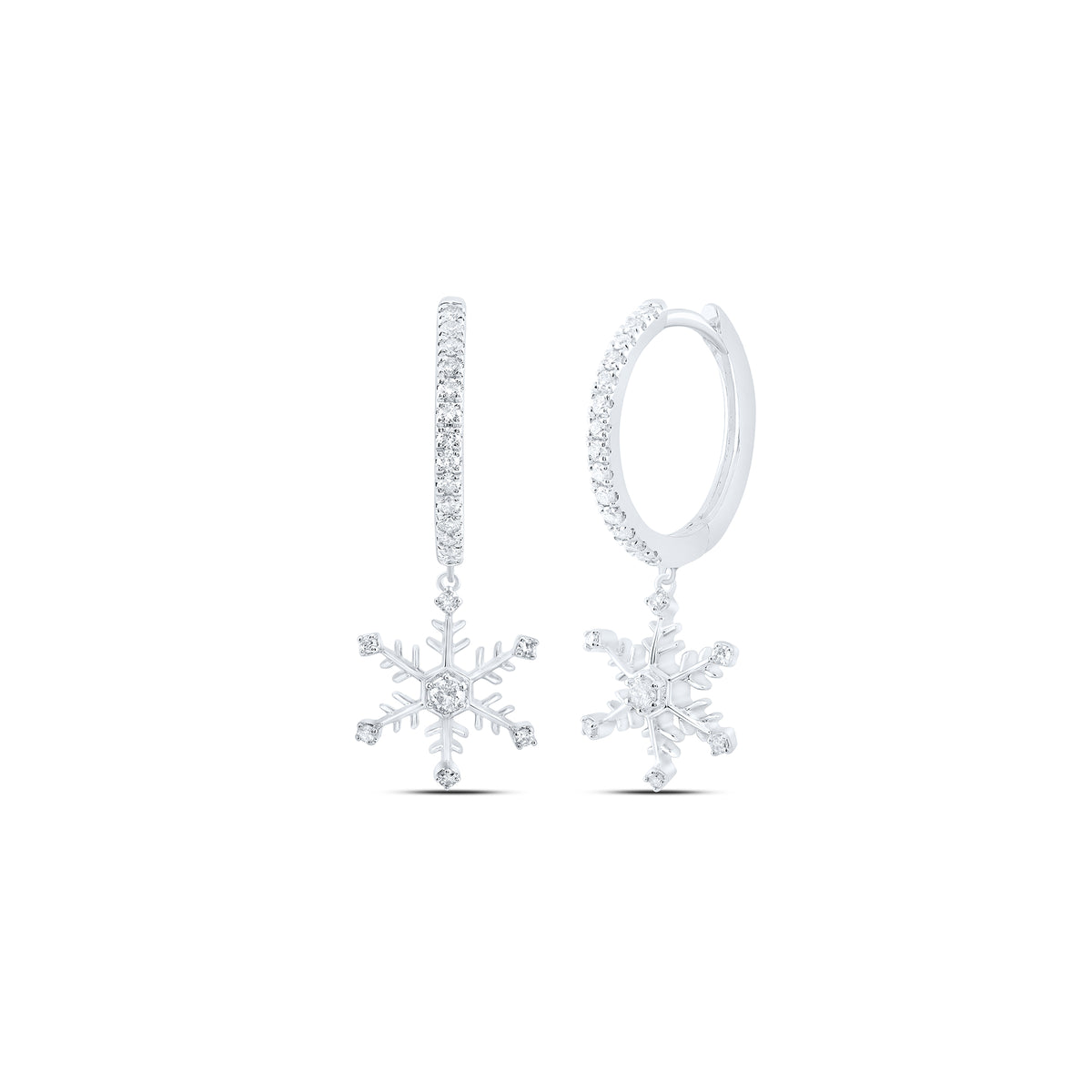 10K White Gold Modern Diamond Earrings with Fine Detail - Splendid Jewellery