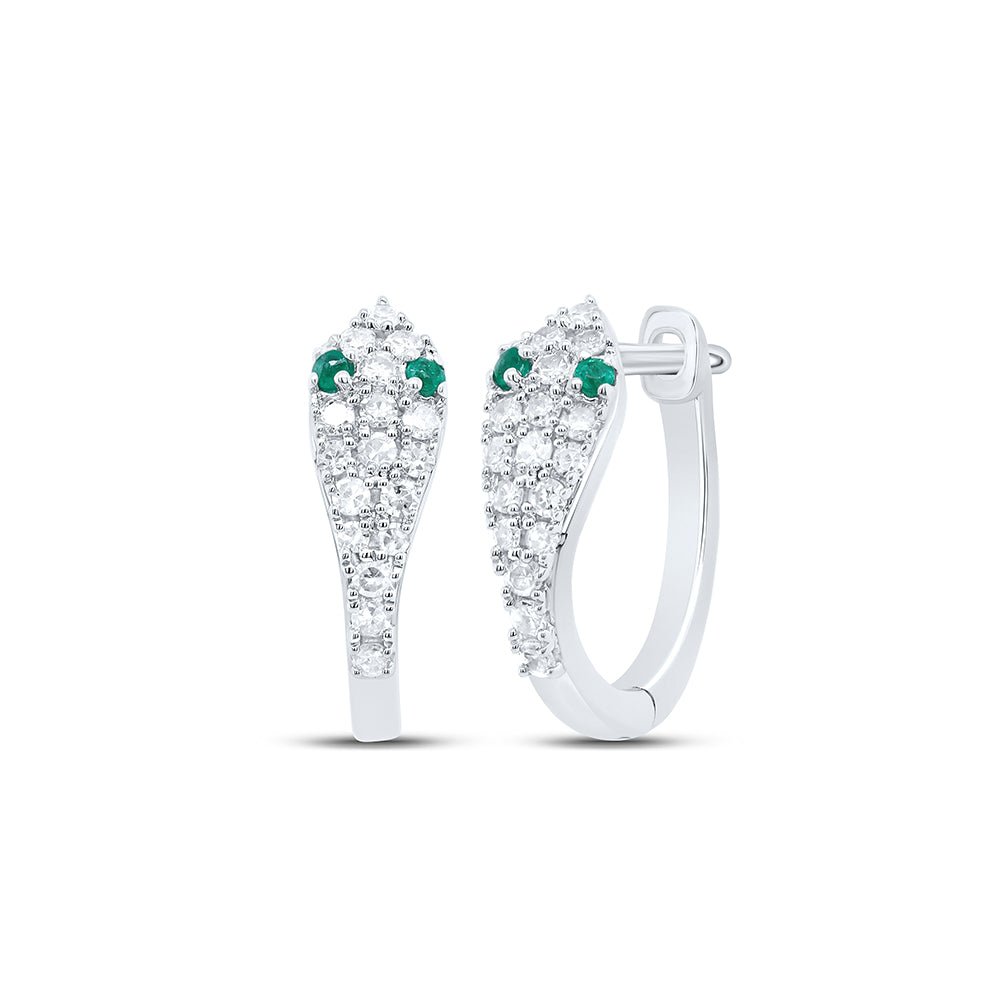 14K White Gold Modern Emerald Earrings with Elegant Styling - Splendid Jewellery