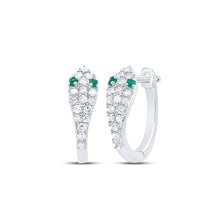 Load image into Gallery viewer, 14K White Gold Modern Emerald Earrings with Elegant Styling - Splendid Jewellery