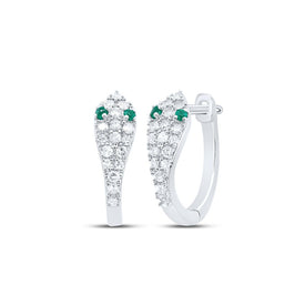 14K White Gold Modern Emerald Earrings with Elegant Styling - Splendid Jewellery