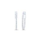 10K White Gold Elegant Hoop Earrings with Diamond with Elegant Styling - Splendid Jewellery