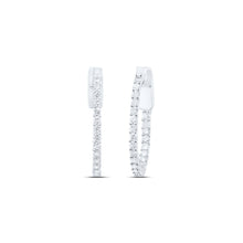 Load image into Gallery viewer, 10K White Gold Elegant Hoop Earrings with Diamond with Elegant Styling - Splendid Jewellery