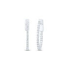 10K White Gold Elegant Hoop Earrings with Diamond with Elegant Styling - Splendid Jewellery