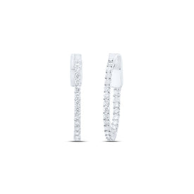 10K White Gold Elegant Hoop Earrings with Diamond with Elegant Styling - Splendid Jewellery