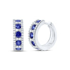 14K White Gold Luxury Blue Sapphire Hoop Earrings - Splendid Jewellery