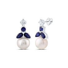 Load image into Gallery viewer, 14K White Gold Elegant Earrings with Blue Sapphire Gift Edition - Splendid Jewellery