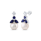 14K White Gold Elegant Earrings with Blue Sapphire Gift Edition - Splendid Jewellery