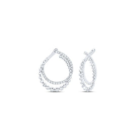 14K White Gold Diamond Hoop Earrings 1/2 Cttw - Splendid Jewellery